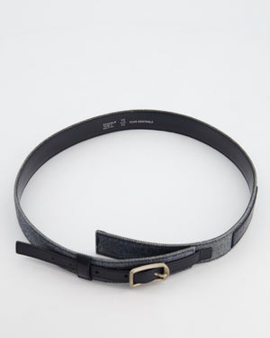 Chanel Vintage Denim & Black Leather Belt with Buckle Detail Size 75cm