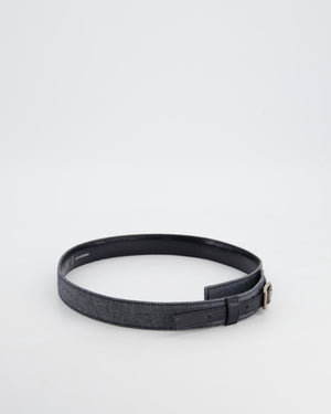 Chanel Vintage Denim & Black Leather Belt with Buckle Detail Size 75cm