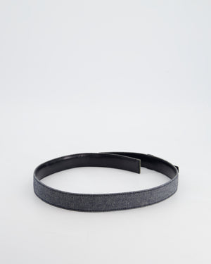 Chanel Vintage Denim & Black Leather Belt with Buckle Detail Size 75cm