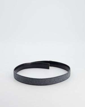 Chanel Vintage Denim & Black Leather Belt with Buckle Detail Size 75cm