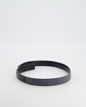 Chanel Vintage Denim & Black Leather Belt with Buckle Detail Size 75cm