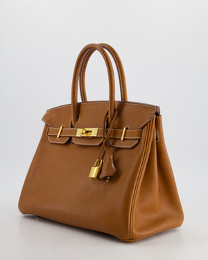 *RARE* Hermès Birkin Bag Retourne 30cm in Fauve Barenia Faubourg Leather with Gold Hardware