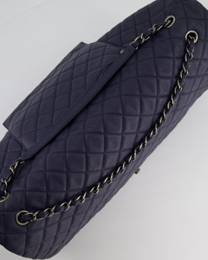 *HOT* Chanel Navy XXL Airline Runway Travel Single Flap Bag in Grained Calfskin with Gunmetal Hardware