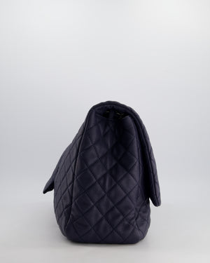 *HOT* Chanel Navy XXL Airline Runway Travel Single Flap Bag in Grained Calfskin with Gunmetal Hardware