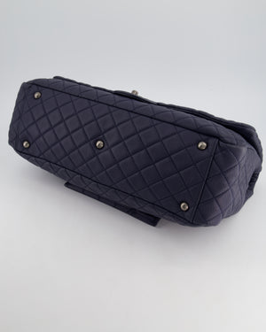 *HOT* Chanel Navy XXL Airline Runway Travel Single Flap Bag in Grained Calfskin with Gunmetal Hardware