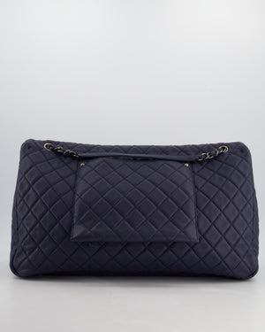 *HOT* Chanel Navy XXL Airline Runway Travel Single Flap Bag in Grained Calfskin with Gunmetal Hardware