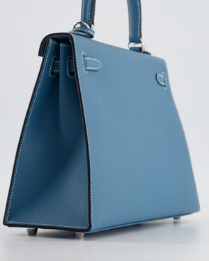 *HOT COLOUR* Hermès Kelly Bag Sellier 25cm in Bleu Jean Epsom Leather with Palladium Hardware