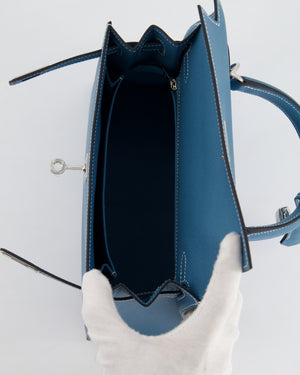 *HOT COLOUR* Hermès Kelly Bag Sellier 25cm in Bleu Jean Epsom Leather with Palladium Hardware