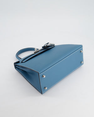 *HOT COLOUR* Hermès Kelly Bag Sellier 25cm in Bleu Jean Epsom Leather with Palladium Hardware