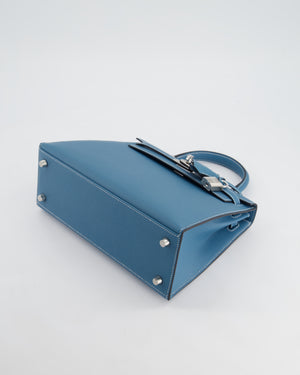 *HOT COLOUR* Hermès Kelly Bag Sellier 25cm in Bleu Jean Epsom Leather with Palladium Hardware