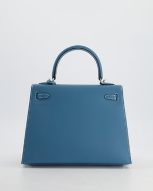 *HOT COLOUR* Hermès Kelly Bag Sellier 25cm in Bleu Jean Epsom Leather with Palladium Hardware