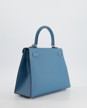 *HOT COLOUR* Hermès Kelly Bag Sellier 25cm in Bleu Jean Epsom Leather with Palladium Hardware