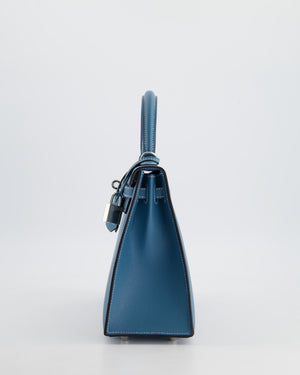 *HOT COLOUR* Hermès Kelly Bag Sellier 25cm in Bleu Jean Epsom Leather with Palladium Hardware