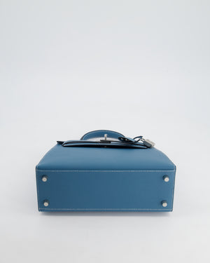 *HOT COLOUR* Hermès Kelly Bag Sellier 25cm in Bleu Jean Epsom Leather with Palladium Hardware