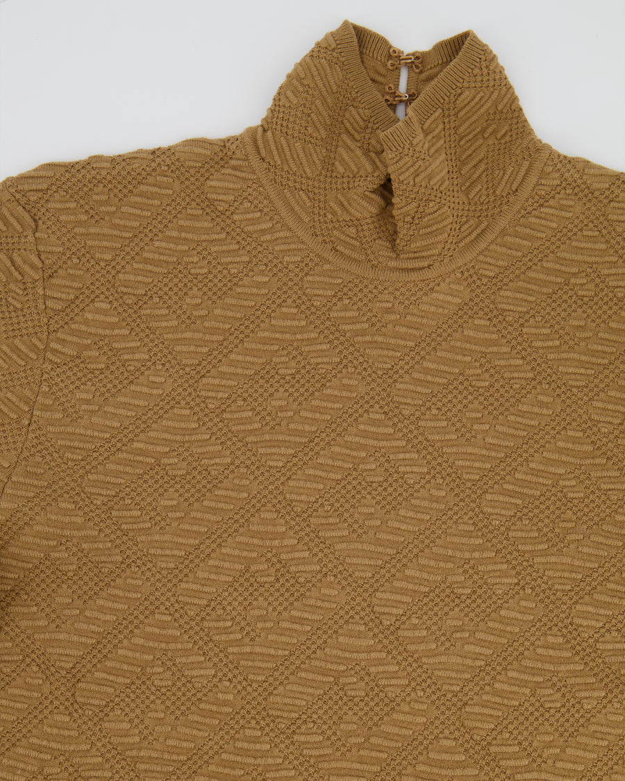 Fendi Camel FF Monogram Turtle Neck Sweater Size IT 40 (UK 8)