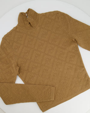 Fendi Camel FF Monogram Turtle Neck Sweater Size IT 40 (UK 8)