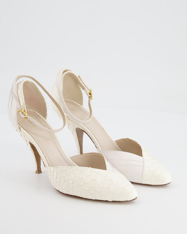 Celine Phoebe Philo White Python Effect D'Orsay Pumps Size EU 36.5