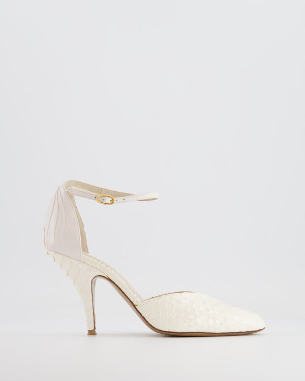 Celine Phoebe Philo White Python Effect D'Orsay Pumps Size EU 36.5