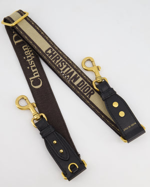 Christian Dior Adjustable Shoulder Strap with Antique Gold Hardware & Beige/Brown 'CHRISTIAN DIOR PARIS' Embroidery RRP£860