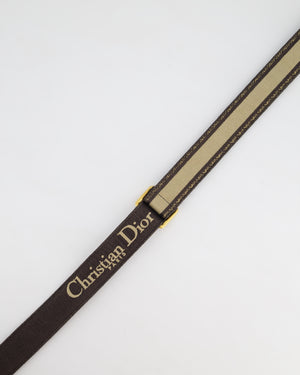 Christian Dior Adjustable Shoulder Strap with Antique Gold Hardware & Beige/Brown 'CHRISTIAN DIOR PARIS' Embroidery RRP£860