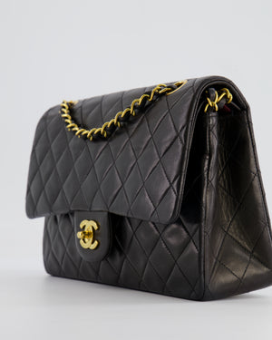 *FULL SET* Chanel Vintage Black Medium Classic Double Flap Bag in Lambskin Leather with 24K Gold Hardware