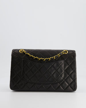 *FULL SET* Chanel Vintage Black Medium Classic Double Flap Bag in Lambskin Leather with 24K Gold Hardware