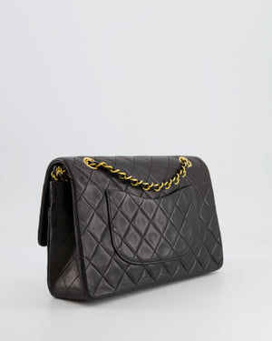 *FULL SET* Chanel Vintage Black Medium Classic Double Flap Bag in Lambskin Leather with 24K Gold Hardware