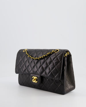 *FULL SET* Chanel Vintage Black Medium Classic Double Flap Bag in Lambskin Leather with 24K Gold Hardware