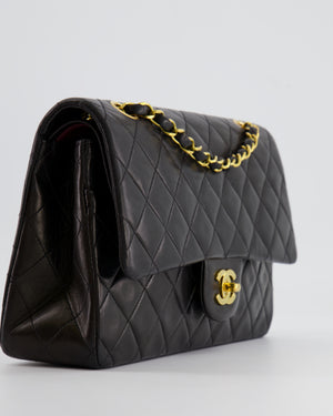 *FULL SET* Chanel Vintage Black Medium Classic Double Flap Bag in Lambskin Leather with 24K Gold Hardware