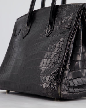 *FIRE PRICE & RARE* Hermès Birkin 30cm Retourne Bag in Black Matte Crocodile Niloticus with Brushed Palladium Hardware