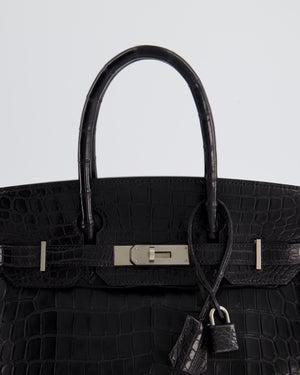 *FIRE PRICE & RARE* Hermès Birkin 30cm Retourne Bag in Black Matte Crocodile Niloticus with Brushed Palladium Hardware