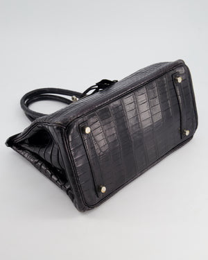 *FIRE PRICE & RARE* Hermès Birkin 30cm Retourne Bag in Black Matte Crocodile Niloticus with Brushed Palladium Hardware