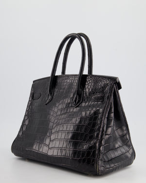 *FIRE PRICE & RARE* Hermès Birkin 30cm Retourne Bag in Black Matte Crocodile Niloticus with Brushed Palladium Hardware