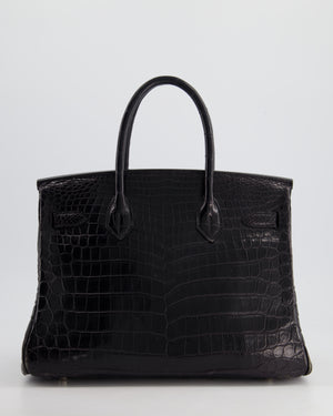 *FIRE PRICE & RARE* Hermès Birkin 30cm Retourne Bag in Black Matte Crocodile Niloticus with Brushed Palladium Hardware