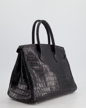 *FIRE PRICE & RARE* Hermès Birkin 30cm Retourne Bag in Black Matte Crocodile Niloticus with Brushed Palladium Hardware