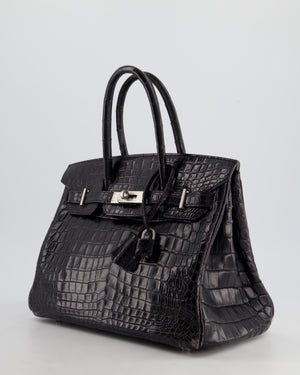 *FIRE PRICE & RARE* Hermès Birkin 30cm Retourne Bag in Black Matte Crocodile Niloticus with Brushed Palladium Hardware