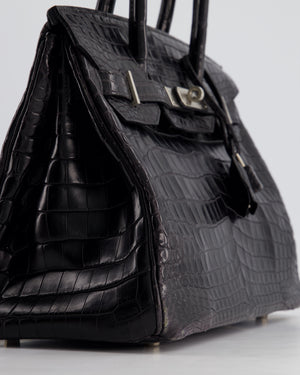 *FIRE PRICE & RARE* Hermès Birkin 30cm Retourne Bag in Black Matte Crocodile Niloticus with Brushed Palladium Hardware