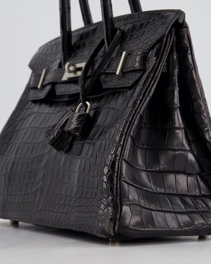 *FIRE PRICE & RARE* Hermès Birkin 30cm Retourne Bag in Black Matte Crocodile Niloticus with Brushed Palladium Hardware