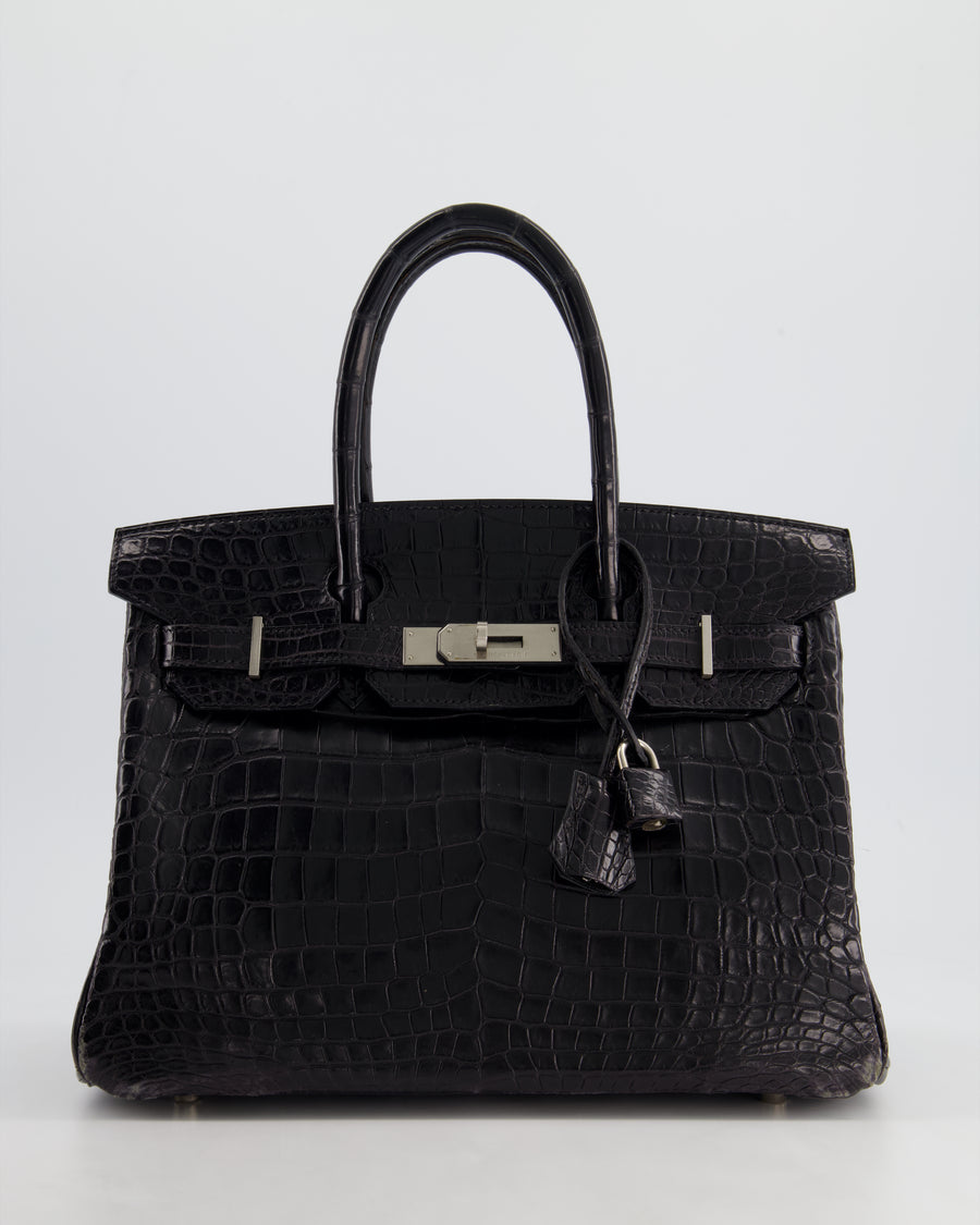 *FIRE PRICE & RARE* Hermès Birkin 30cm Retourne Bag in Black Matte Crocodile Niloticus with Brushed Palladium Hardware