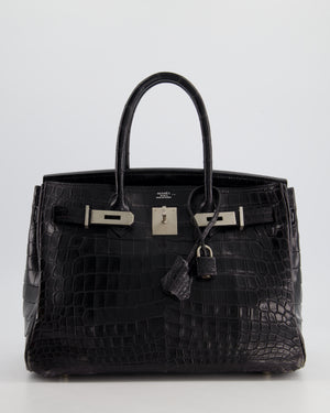 *FIRE PRICE & RARE* Hermès Birkin 30cm Retourne Bag in Black Matte Crocodile Niloticus with Brushed Palladium Hardware