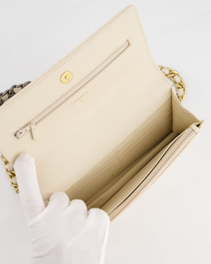 *HOT* Chanel 19 Cream Wallet on Chain in Lambskin Leather with Mixed Hardware