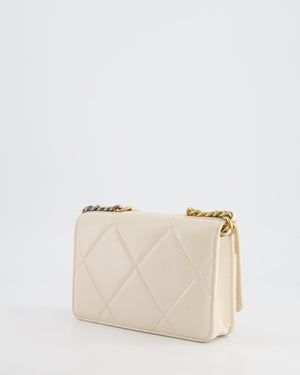 *HOT* Chanel 19 Cream Wallet on Chain in Lambskin Leather with Mixed Hardware