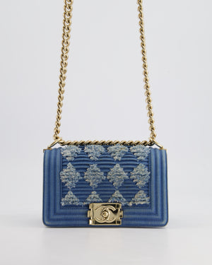 *HOT* Chanel Blue Small Boy Bag in Denim with Champagne Gold Hardware