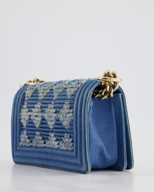 *HOT* Chanel Blue Small Boy Bag in Denim with Champagne Gold Hardware