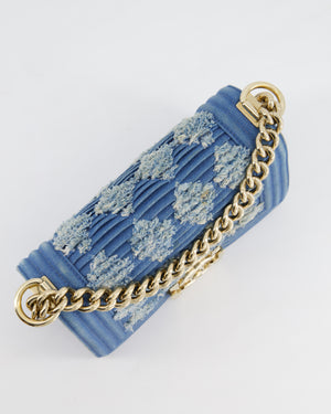 *HOT* Chanel Blue Small Boy Bag in Denim with Champagne Gold Hardware