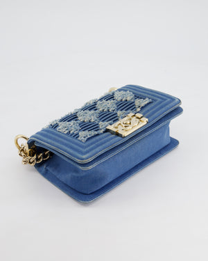 *HOT* Chanel Blue Small Boy Bag in Denim with Champagne Gold Hardware