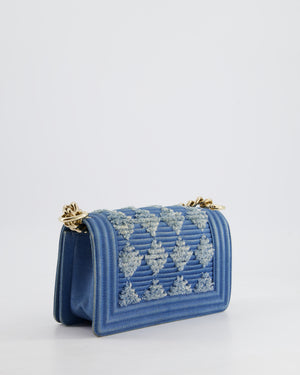 *HOT* Chanel Blue Small Boy Bag in Denim with Champagne Gold Hardware