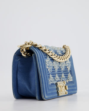 *HOT* Chanel Blue Small Boy Bag in Denim with Champagne Gold Hardware