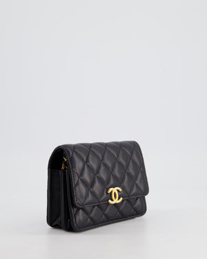 *HOT* Chanel Black Mini Seasonal Flap Bag In Lambskin Leather with Gold & Black Hardware