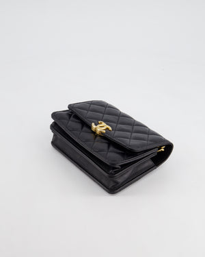 *HOT* Chanel Black Mini Seasonal Flap Bag In Lambskin Leather with Gold & Black Hardware